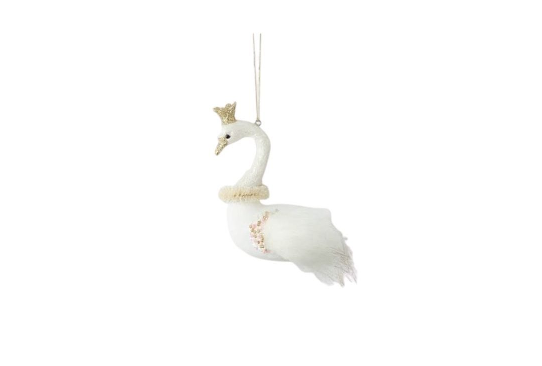 4'' White Glass Swan Christmas Tree Ornament - Wondershop