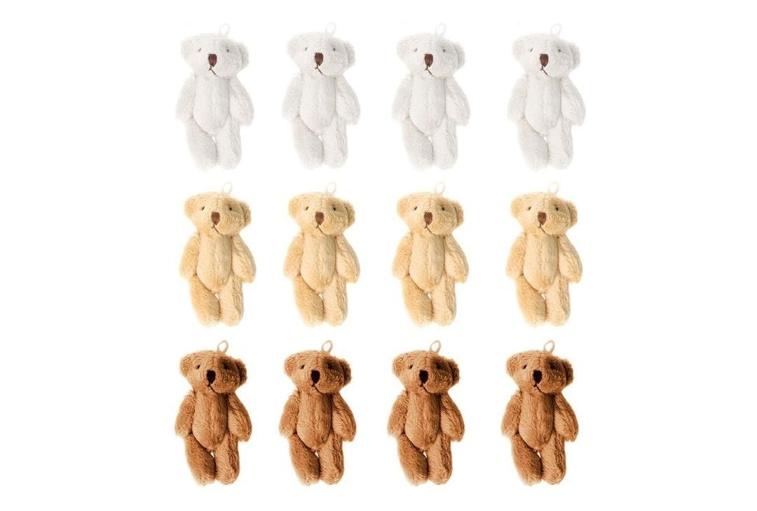 KUDES 12Pcs 6CM Mini Joint Teddy Bear Stuffed Animal Plush Toys