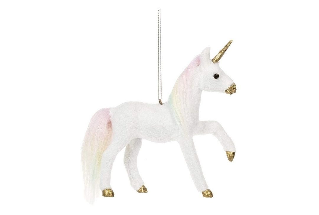 Midwest Soft Pink White Unicorn 4.5 inch Faux Fur Decorative Christmas Ornament