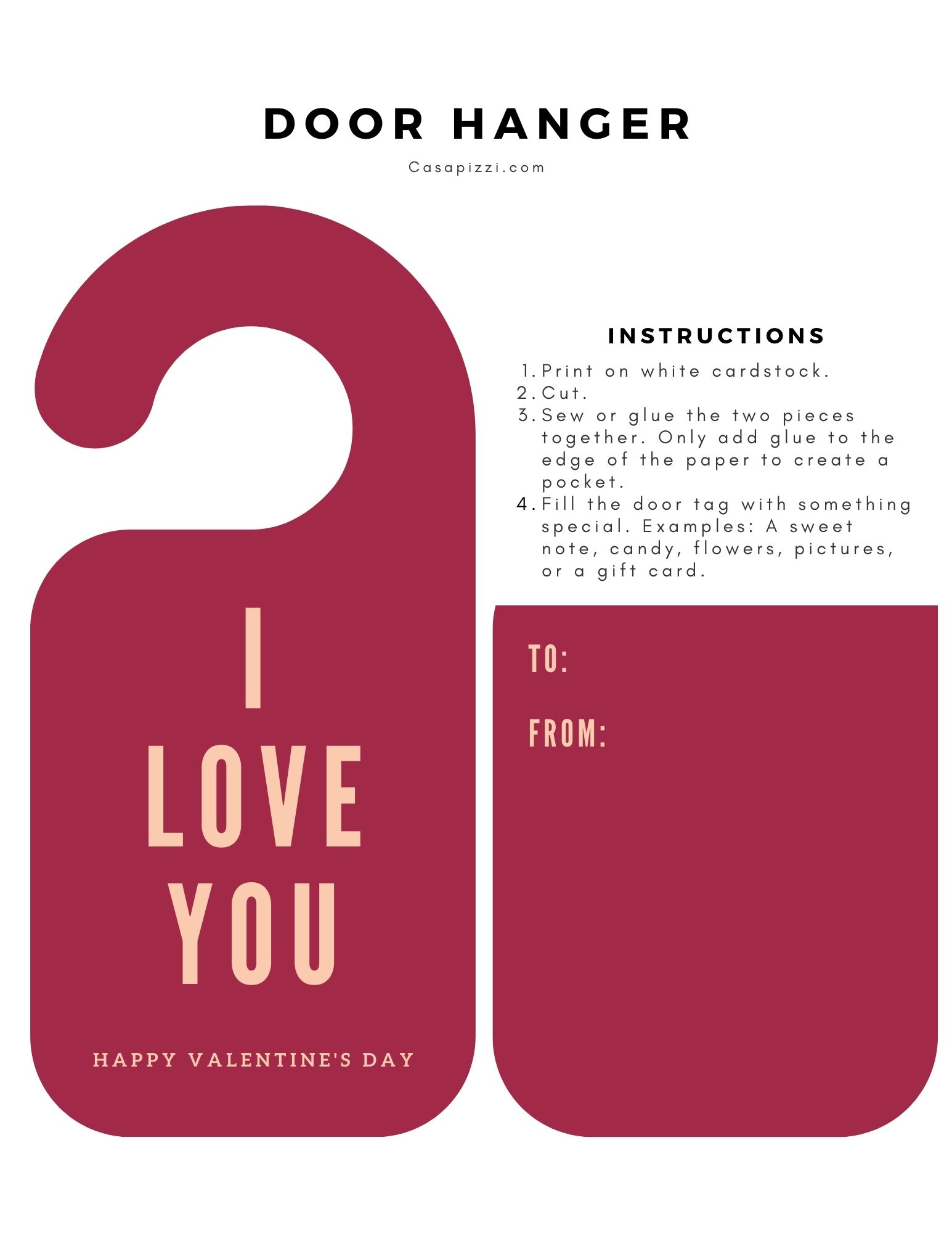 Valentine's Day Door Hanger | I Love you