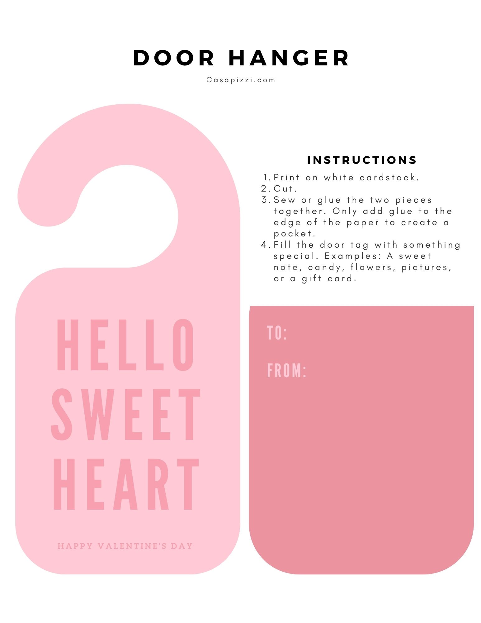 Valentine's Day Door Hanger | Hello Sweet Heart