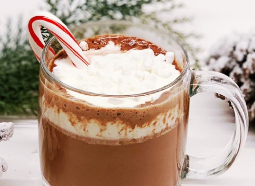 Homemade Hot Chocolate with Candy Cane Syrup