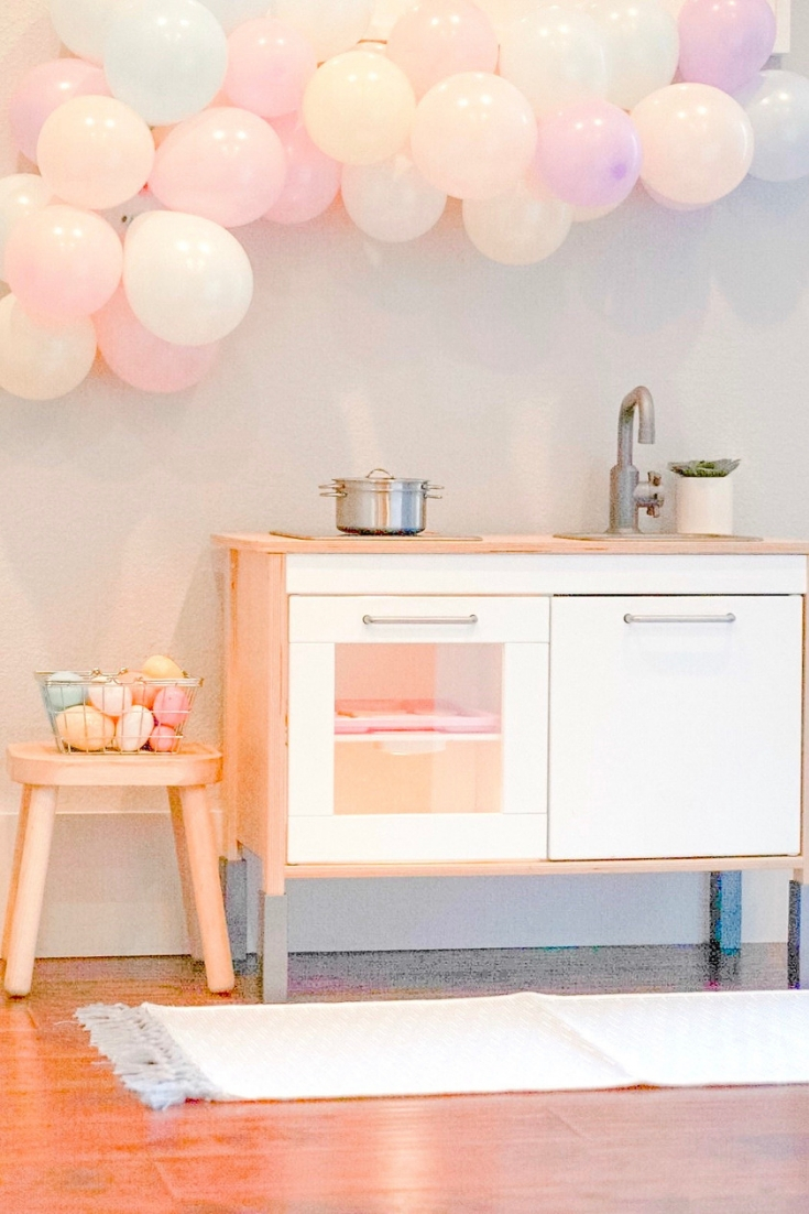 Party decor for ikea play kitchen | Easy remodel to ikea play kitchen | Fiestanosiesta.com