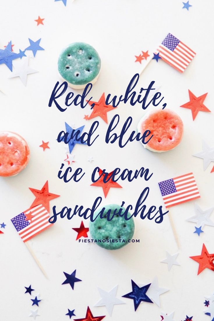 Red, white, and blue ice cream sandwiches | Fiestanosiesta.com 