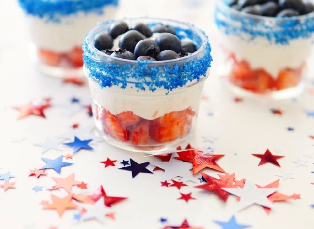 Red, White, and Blue Panna Cotta jars for independence day