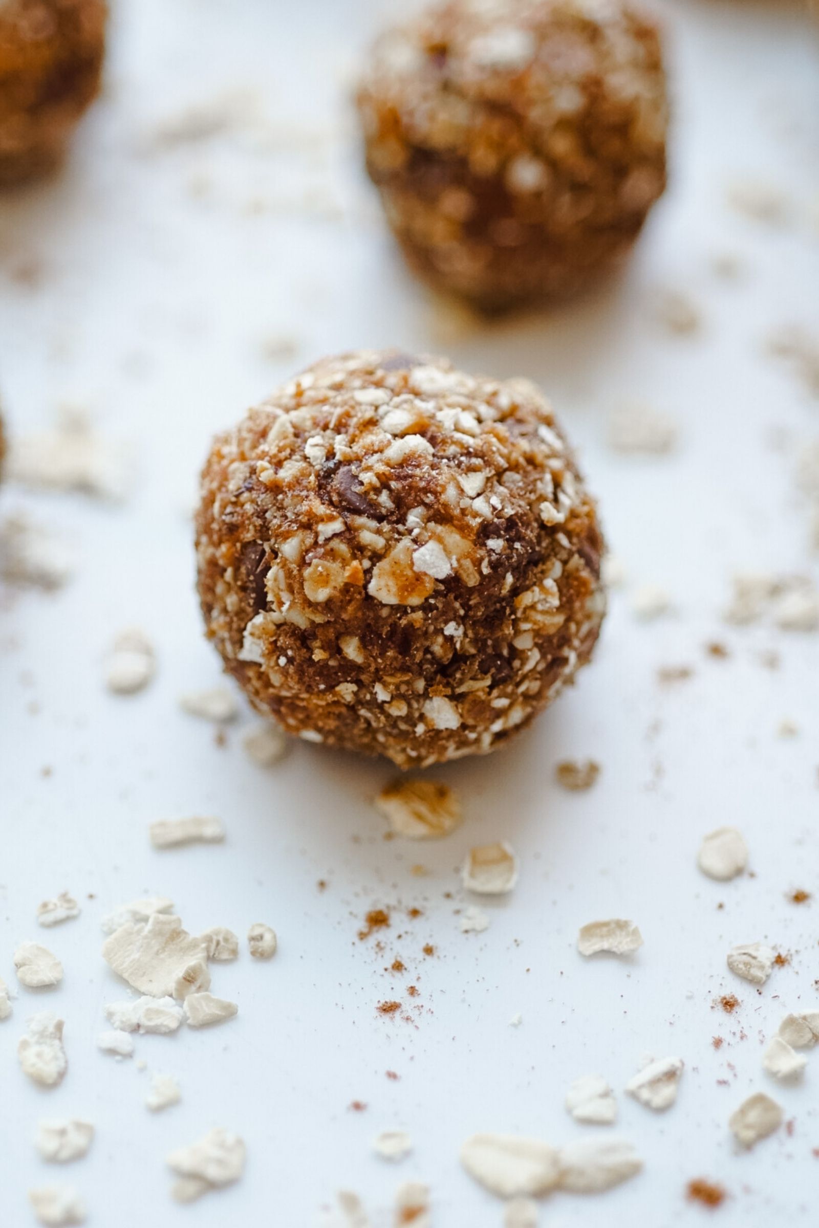 Oatmeal chocolate chip cinnamon date ball.