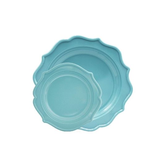 blue scalloped plates