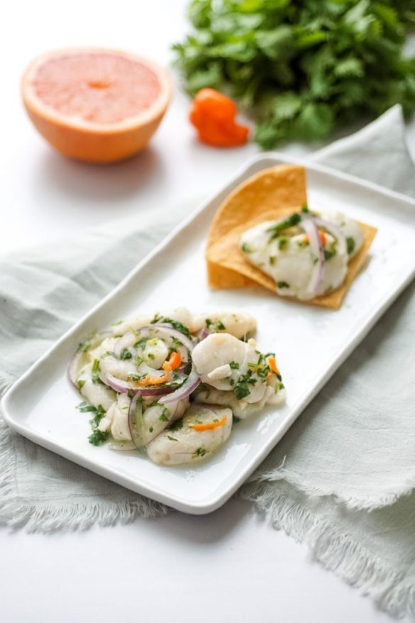 Scallop ceviche recipe with grapefruit and habanero peppers.