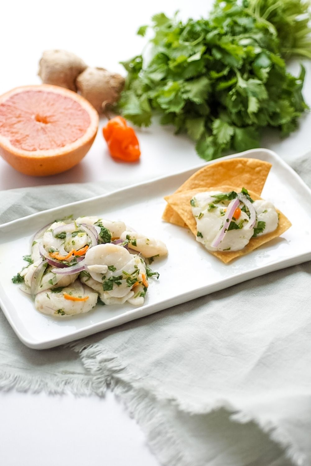 Scallop ceviche recipe with grapefruit and habanero peppers.