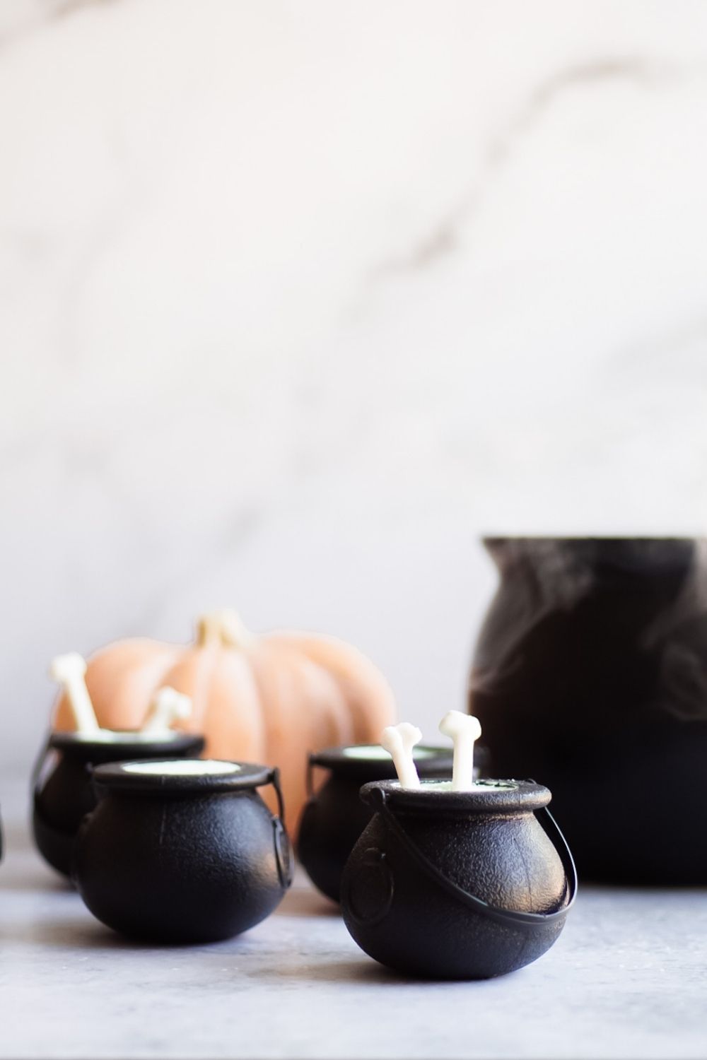 Candy corn scented witch's cauldron bath bombs.