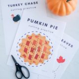 Free Thanksgiving cutting practice worksheets for little kids