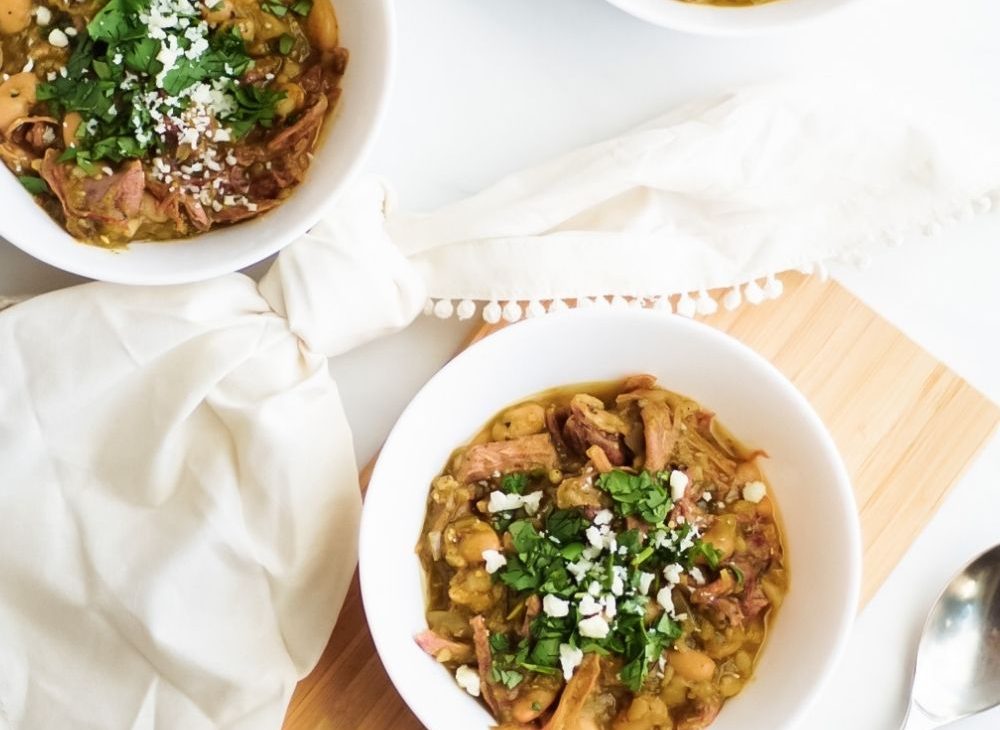 Chili with Fried Carnitas in Chile Verde sauce