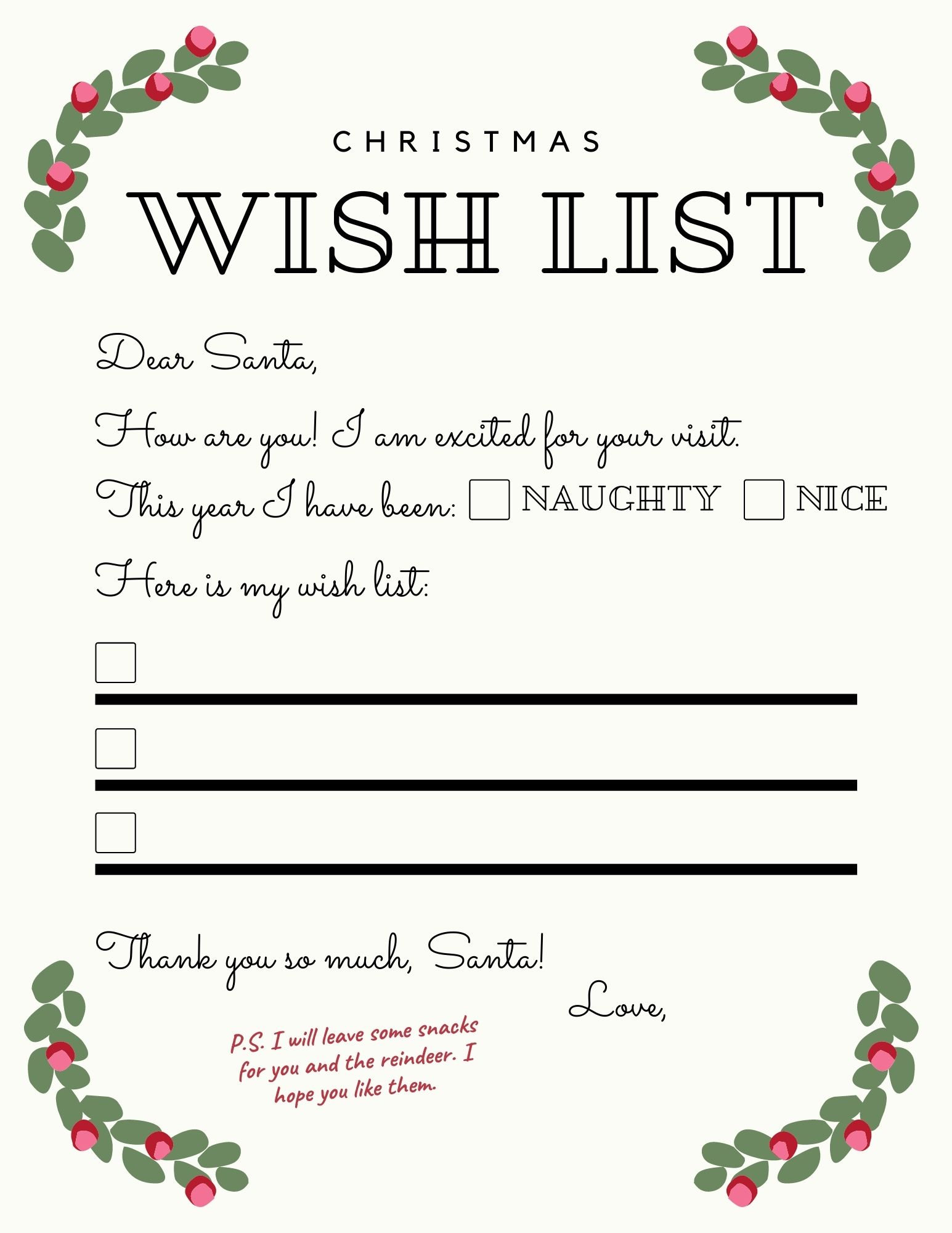 Simple Letters to Santa | Free Printable Letters and Envelopes