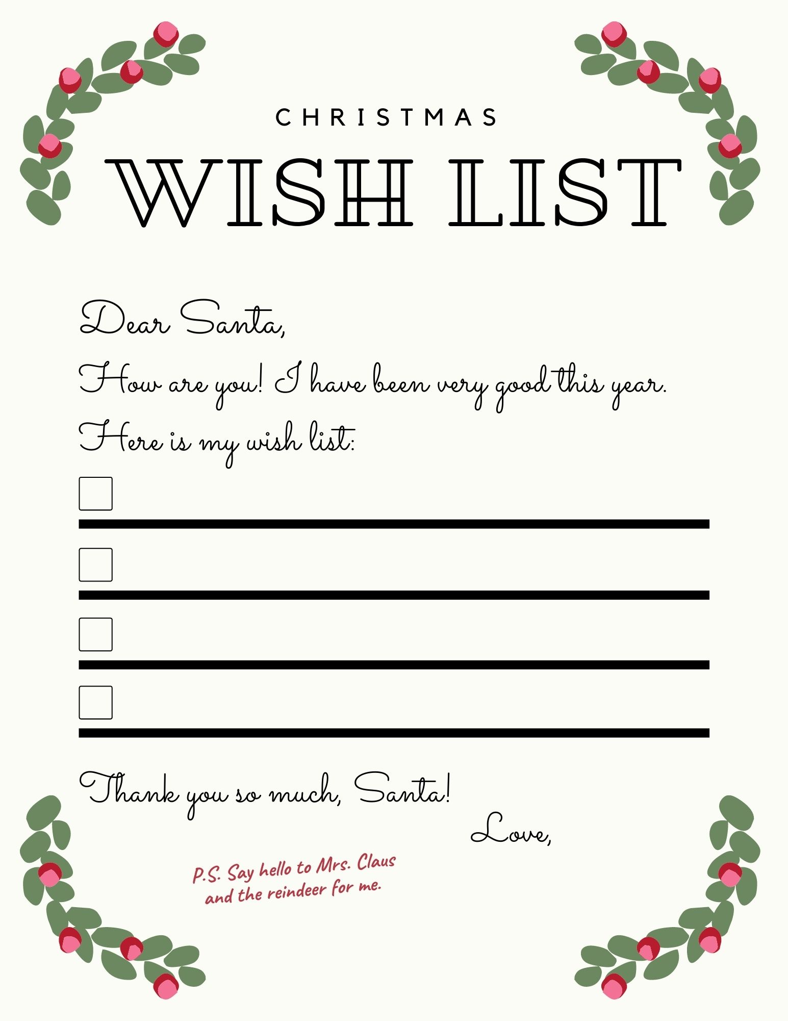 Simple Letters to Santa | Free Printable Letters and Envelopes