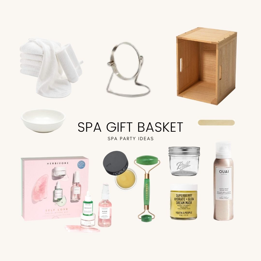 Spa Gift Basket Ideas for Mother's Day or Valentine's Day.